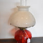 Vintage P&A Risdon Oil Lamp with Eagle Burner USA Ruby Red Glass and White Shade