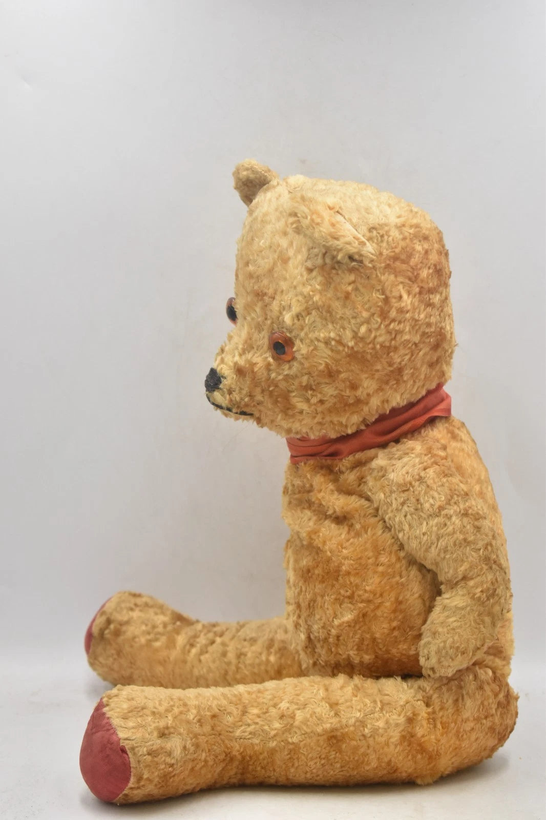 Vintage 1950s European Silk Plush Teddy Bear Fully Jointed 54cm Wood Wool Filled