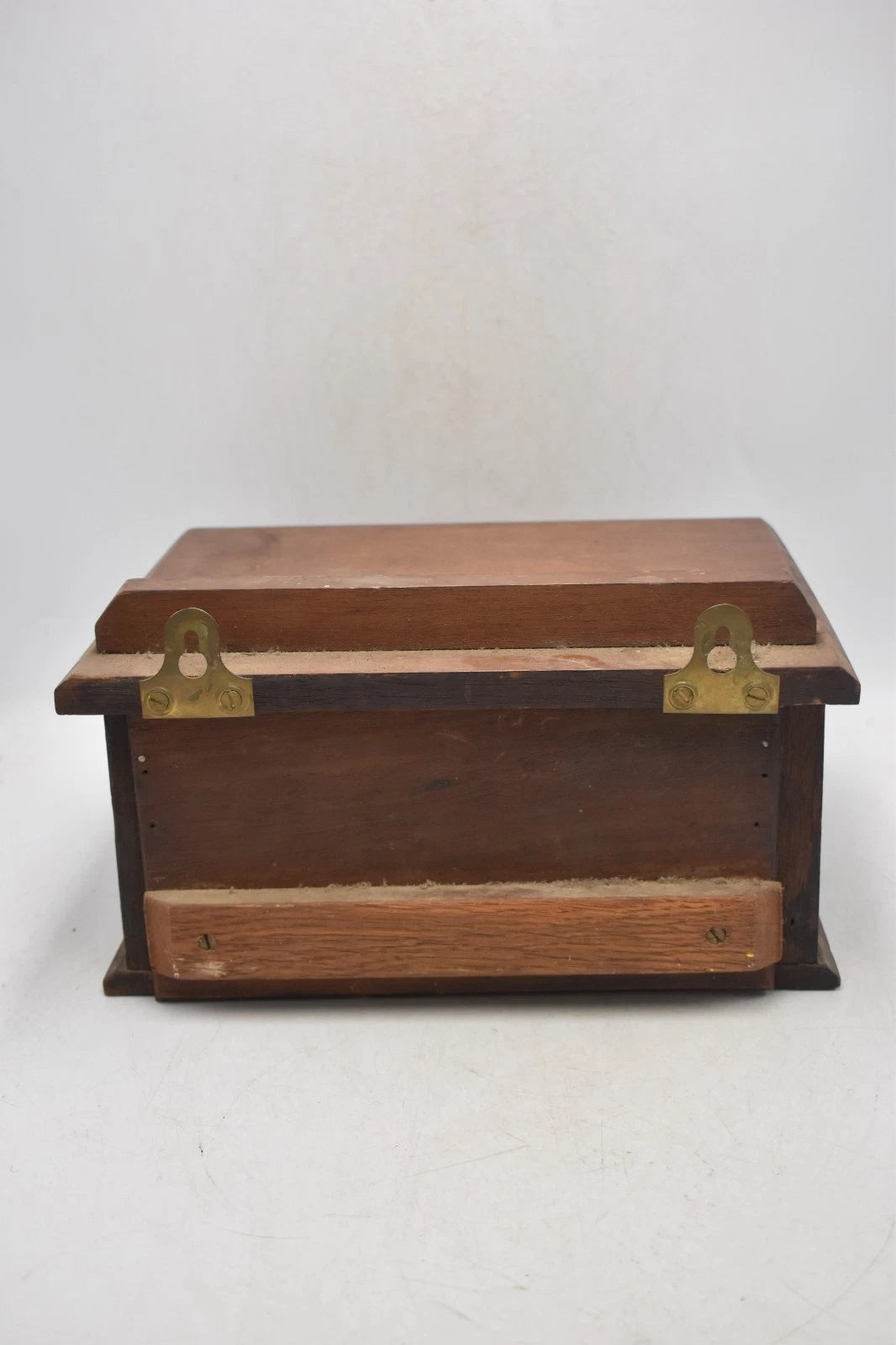 Antique Mahogany Stationery Drawer Desktop / Wall Mount Organiser Brass Handle