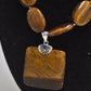 Vintage Sterling Silver 925 Tiger Eye Statement Necklace 52cm