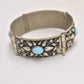Vintage Sterling Silver and Turquoise Etruscan Revival Cuff Bangle Bracelet