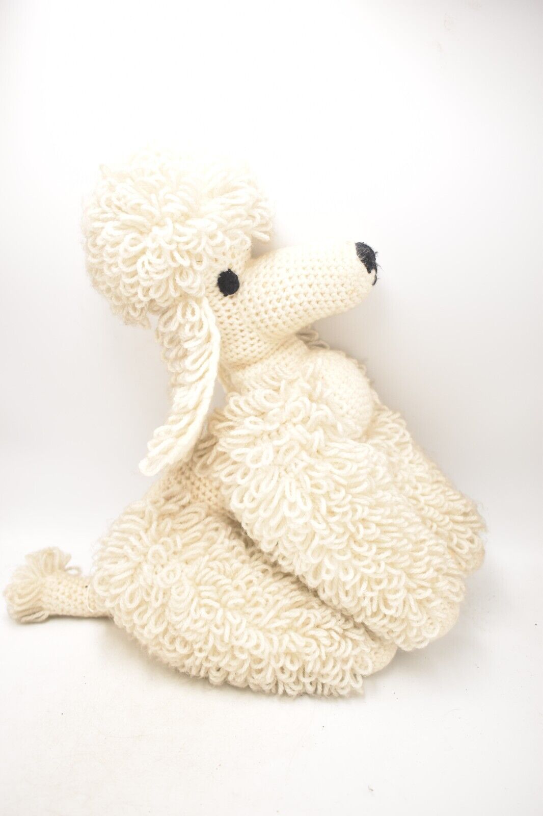 Vintage 1960's Sheep's Wool Poodle Dog Knitted Soft Plush Toy