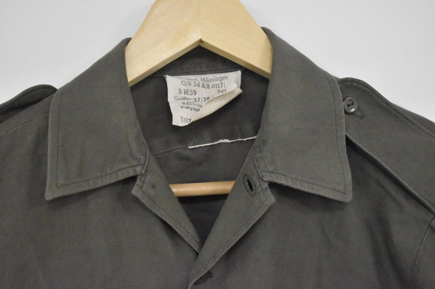 Vintage German Army Olive Moleskin Shirt - Military Surplus 38" Chest