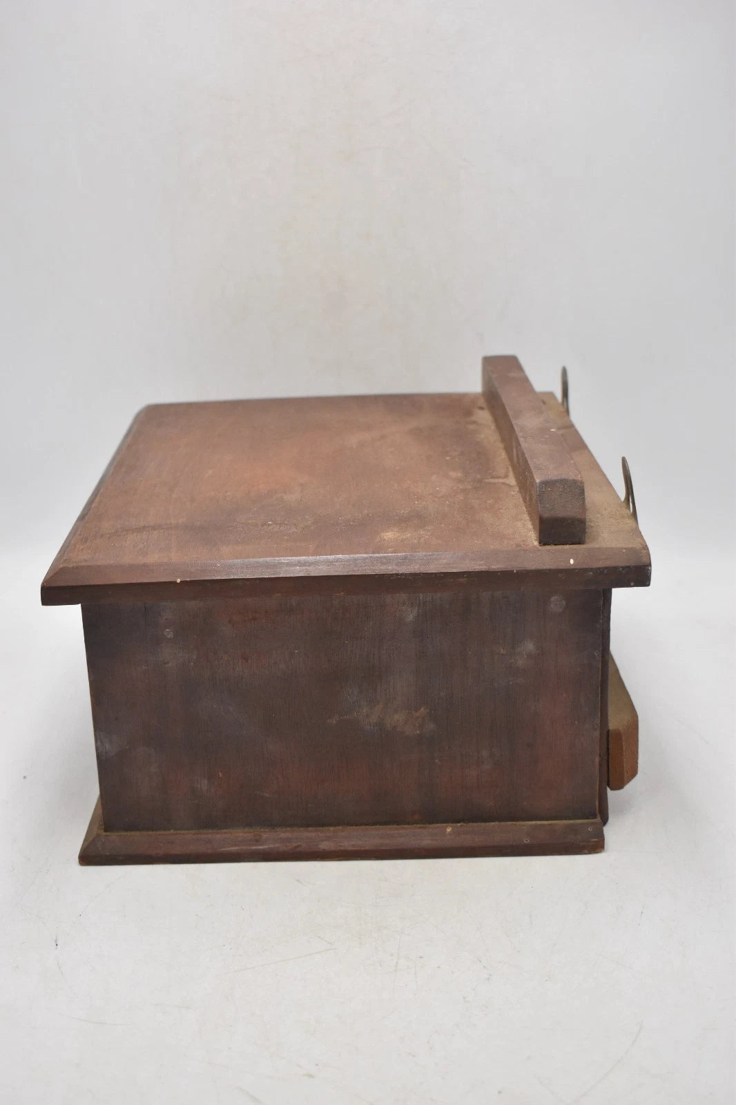 Antique Mahogany Stationery Drawer Desktop / Wall Mount Organiser Brass Handle