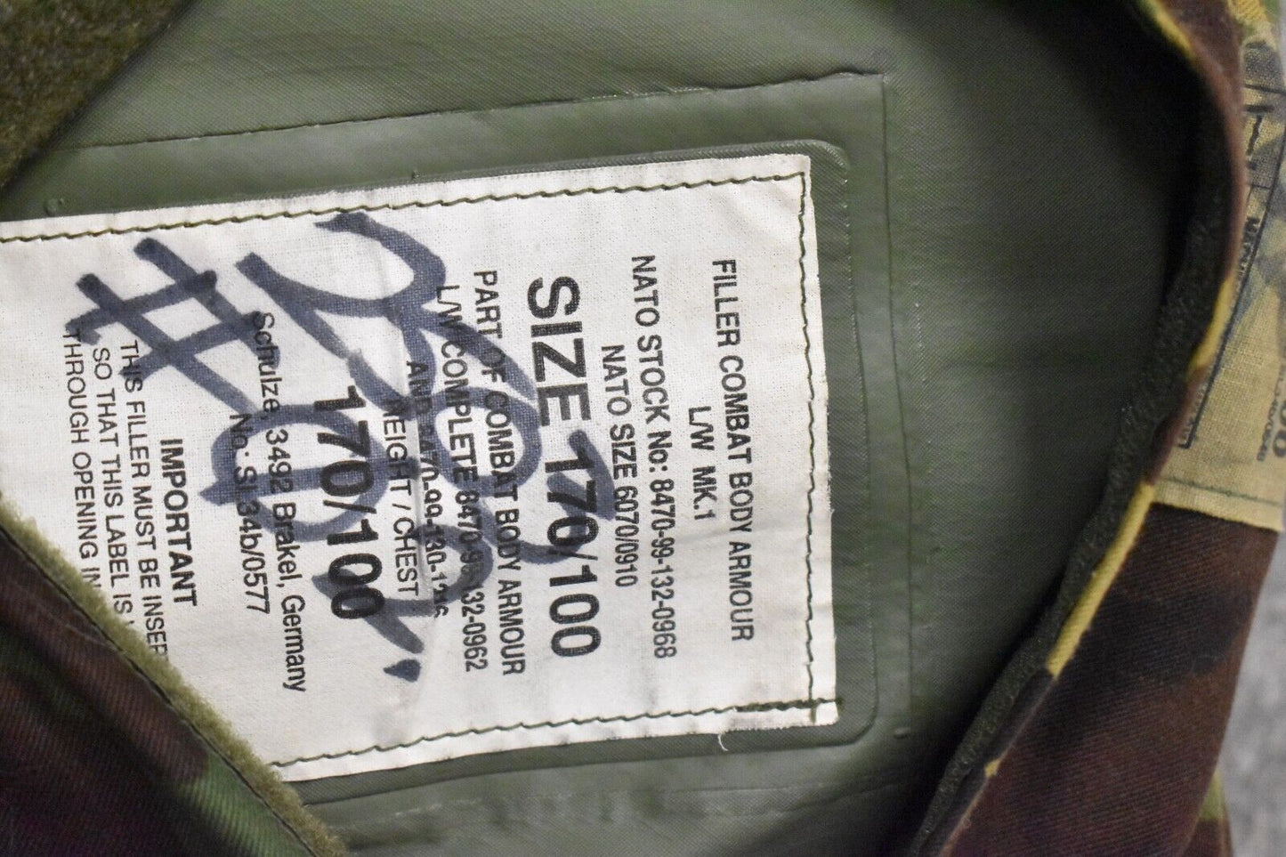 British Army DPM Body Armour with Soft Filler Size 170/100 Grade 1 Condition