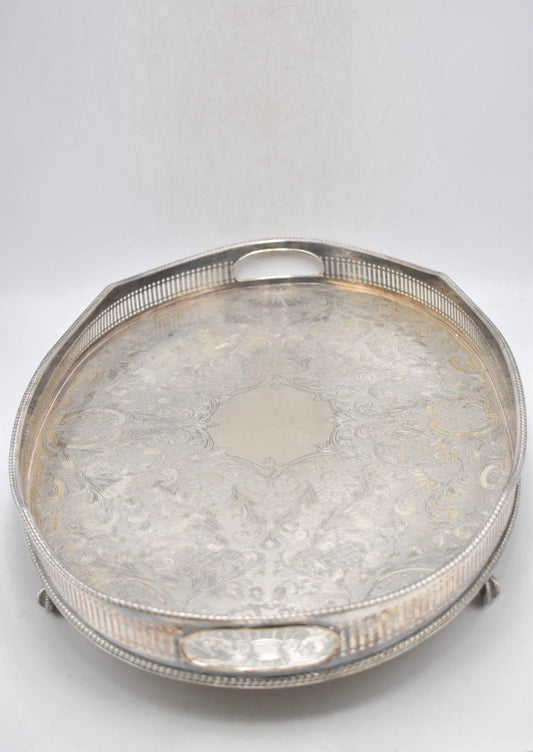 Antique Sheffield England Silver Plated on Copper Butler’s Serving Tray Cocktail