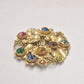 Vintage Gold Tone & Rhinestone Floral Pendant – 4.5cm