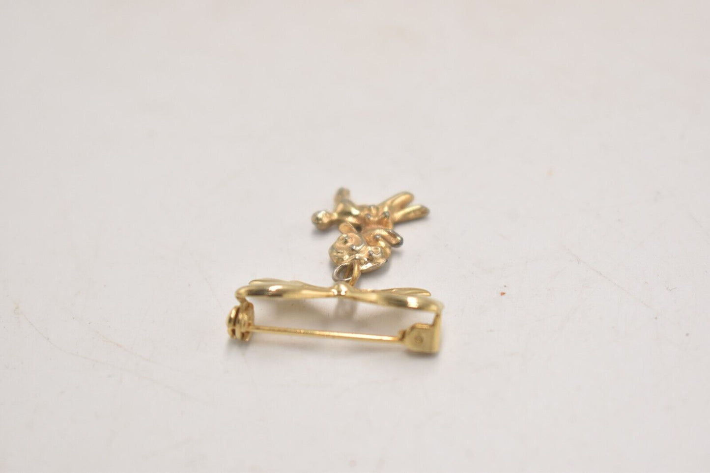 Vintage Gold Tone Poodle Dog Brooch – 4cm – Women's Costume Jewellery