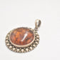 Vintage Sterling Silver 925 Amber Ornate Marcasite Necklace Pendant