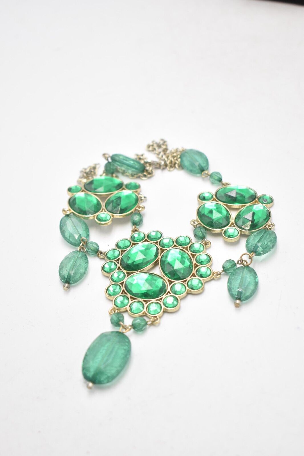 Vintage Statement Piece Green Jewels Choker Necklace Collectible