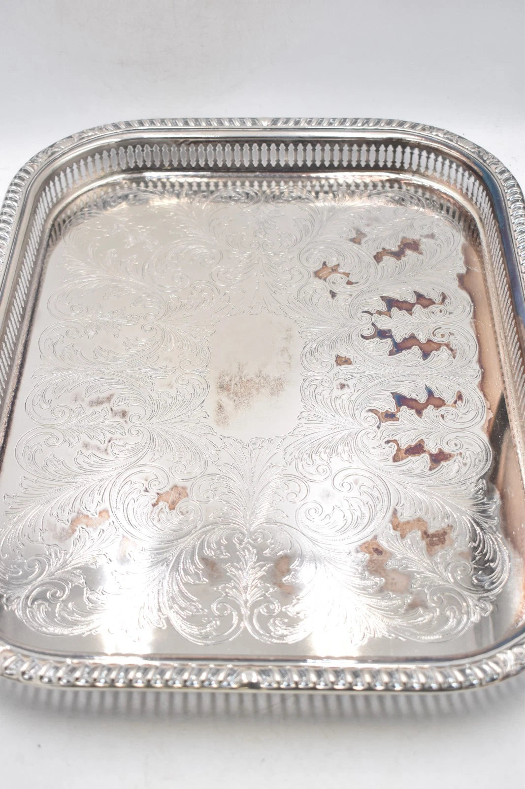 Antique Vintage Silver Plated Extra Large Serving Tray 47cm x 35cm