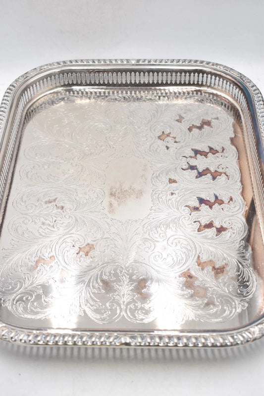 Antique Vintage Silver Plated Extra Large Serving Tray 47cm x 35cm