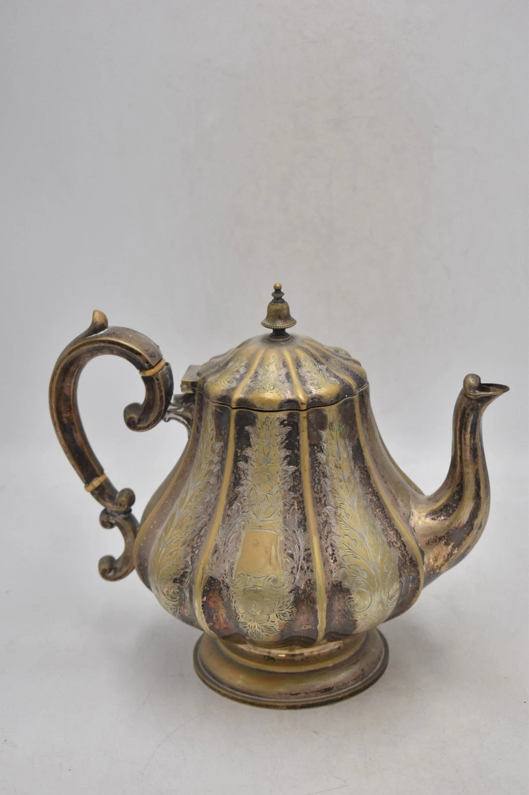 Antique French Silver Plated Rocco Style with Bone Handle Teapot