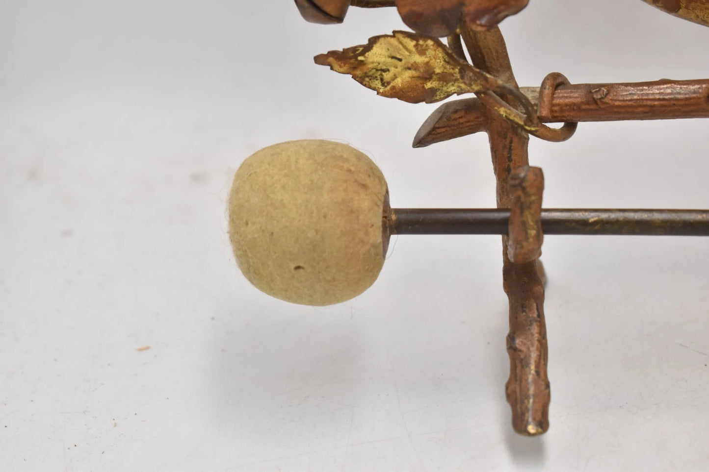 Antique Art Nouveau Brass Tabletop Dinner Gong Rose & Thorns with Striker