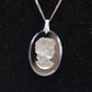 Vintage 925 Sterling Silver and Cameo Black Polished Onyx Pendant 42cm