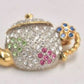 Vintage Teapot Brooch – Multi-Colour Rhinestone Costume Jewellery