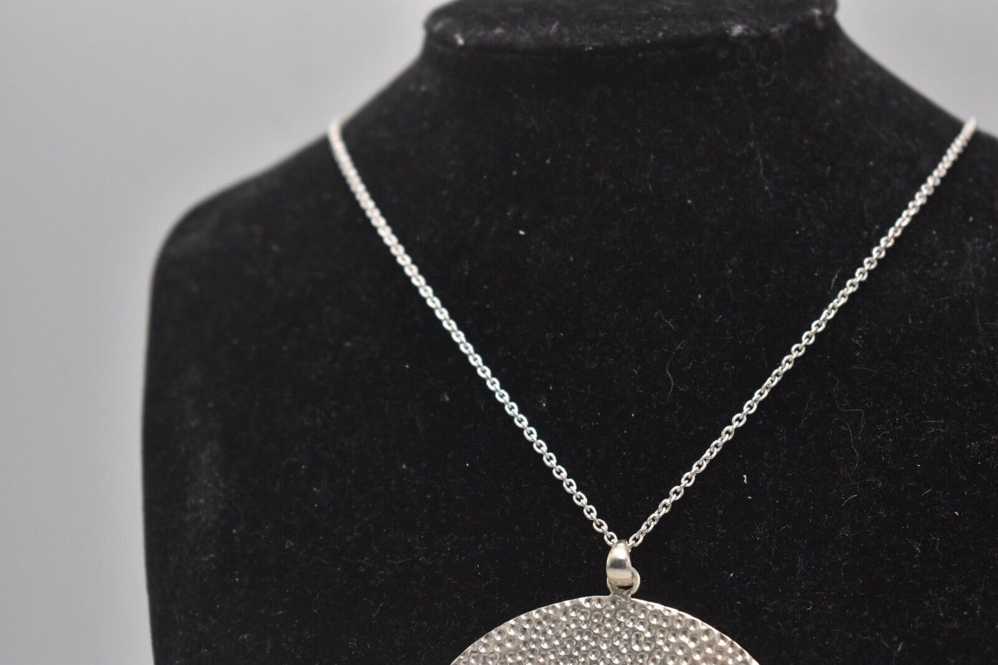 Vintage Modern Minimalist Sterling Silver 925 Lichen Pendant Necklace 56cm