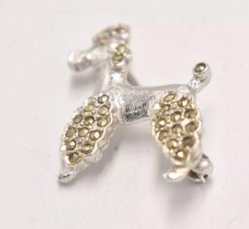 Vintage Silver Tone and Marcasite Poodle Dog Brooch – Women's Jewellery