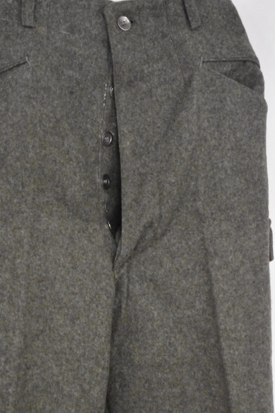 Swedish Army WWII Olive Grey Wool Field Trousers 1940 Leather Straps