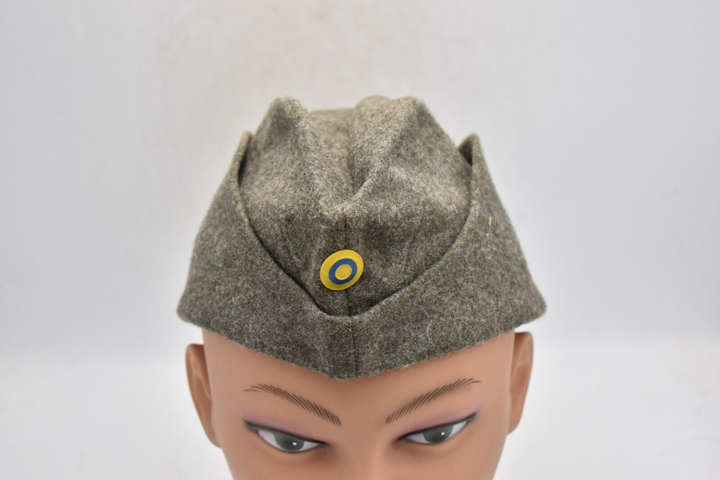 WWII Era Swedish Army Winter Wool Side Cap Military Field/Garrison Cap, Size 57