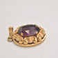 Vintage Amerik K&L 14ct Rolled Gold Amethyst Purple Glass Necklace Pendant