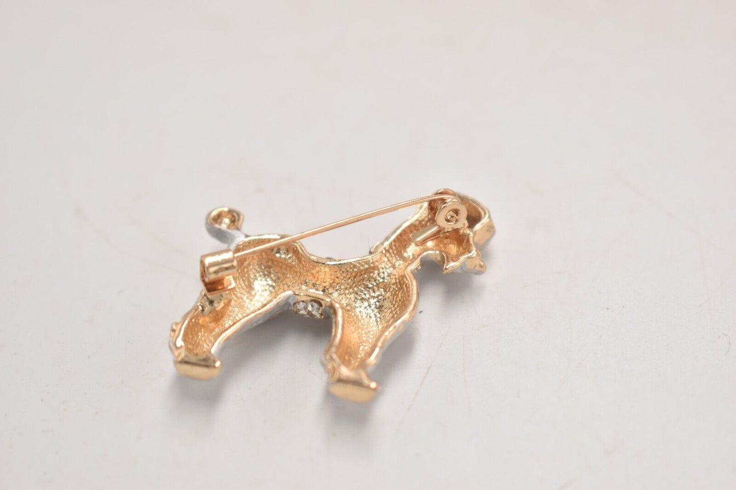 Vintage Poodle Dog Silver Tone and Diamante Brooch – Elegant Women's Jewellery