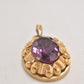 Vintage Amerik K&L 14ct Rolled Gold Amethyst Purple Glass Necklace Pendant