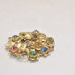 Vintage Gold Tone & Rhinestone Floral Pendant – 4.5cm