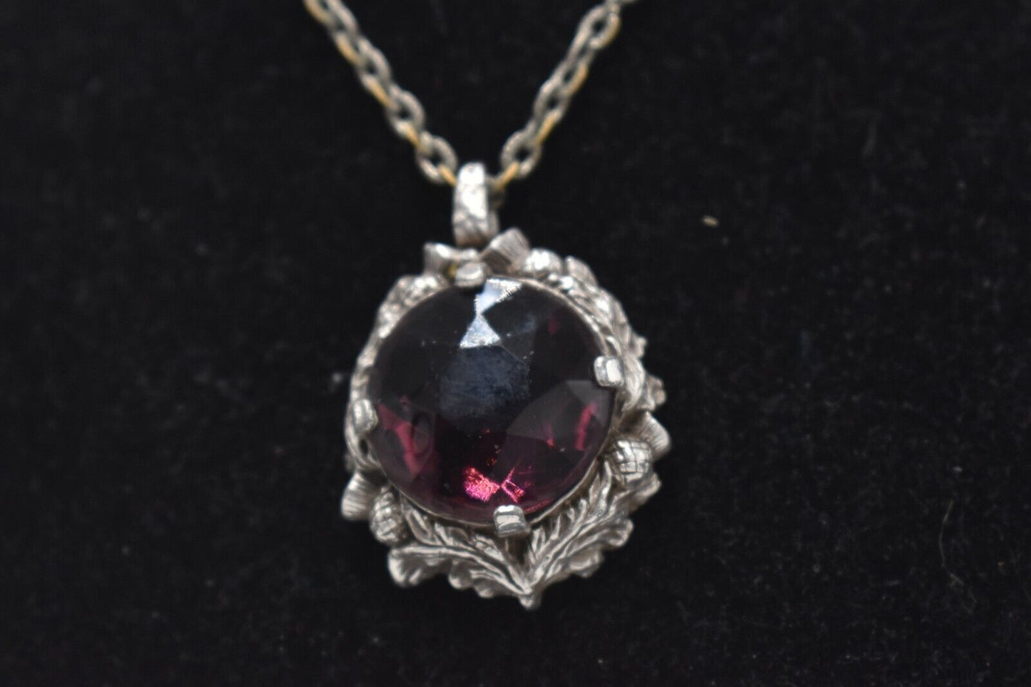 Vintage Miracle Britain Scottish Celtic Style Purple Pendant Necklace