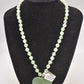 Vintage Sterling Silver and Green Serpentine Heart Pendant Necklace – 48cm