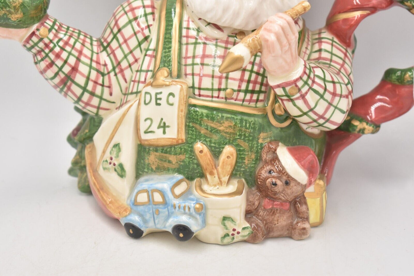 Vintage Fitz & Floyd Omnibus Santa’s Toy Factory Teapot – Decorative Christmas