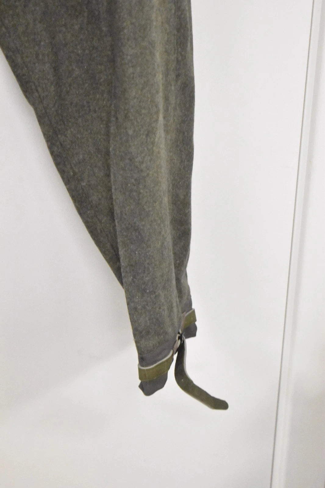 Swedish Army WWII Grey Wool Field Trousers 1940 Leather Straps Military Vintage