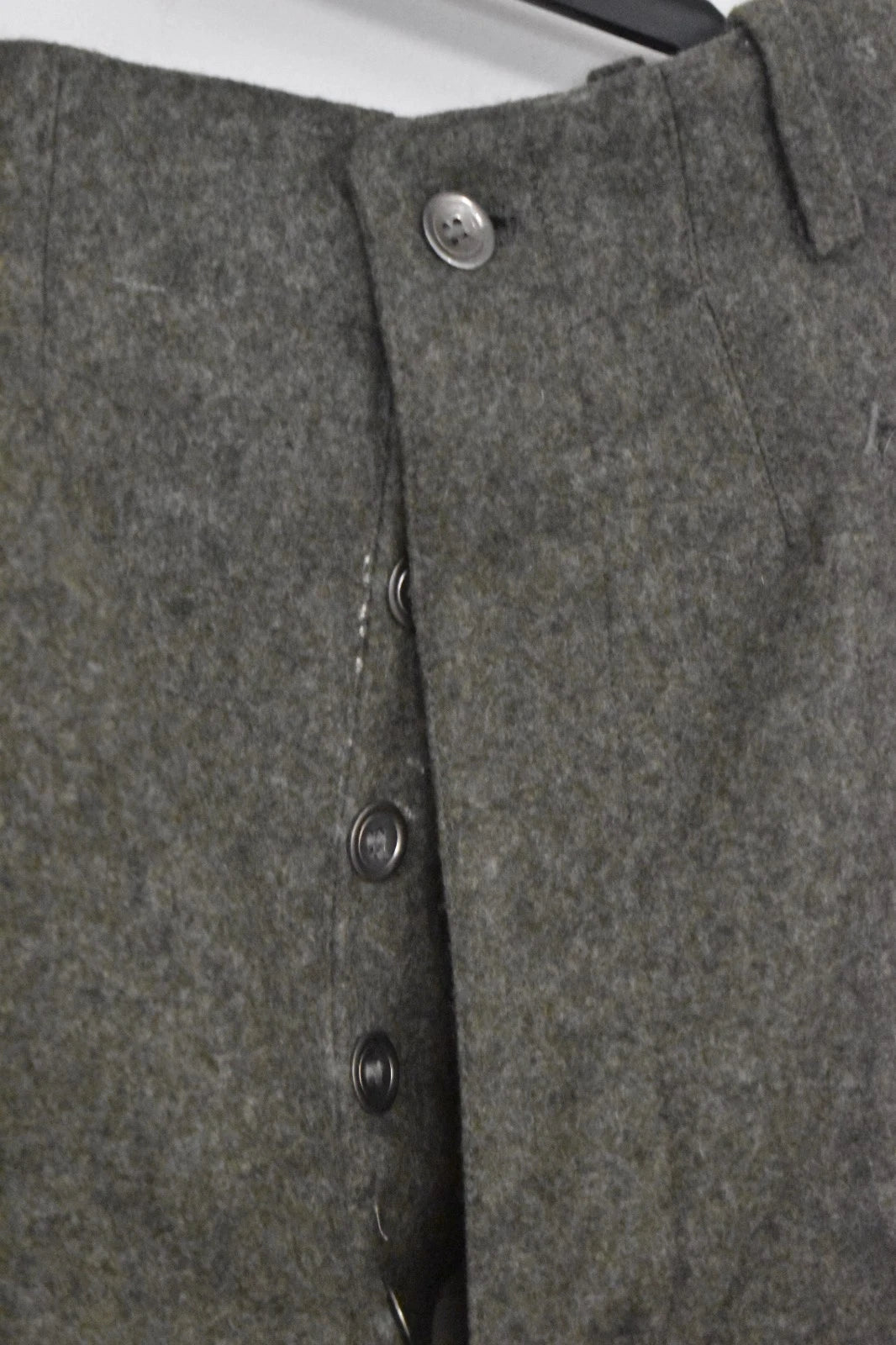 Swedish Army WWII Olive Grey Wool Field Trousers 1940 Leather Straps