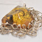 Vintage Sterling Silver 925 & Amber Modernist Large Pendant – 63g
