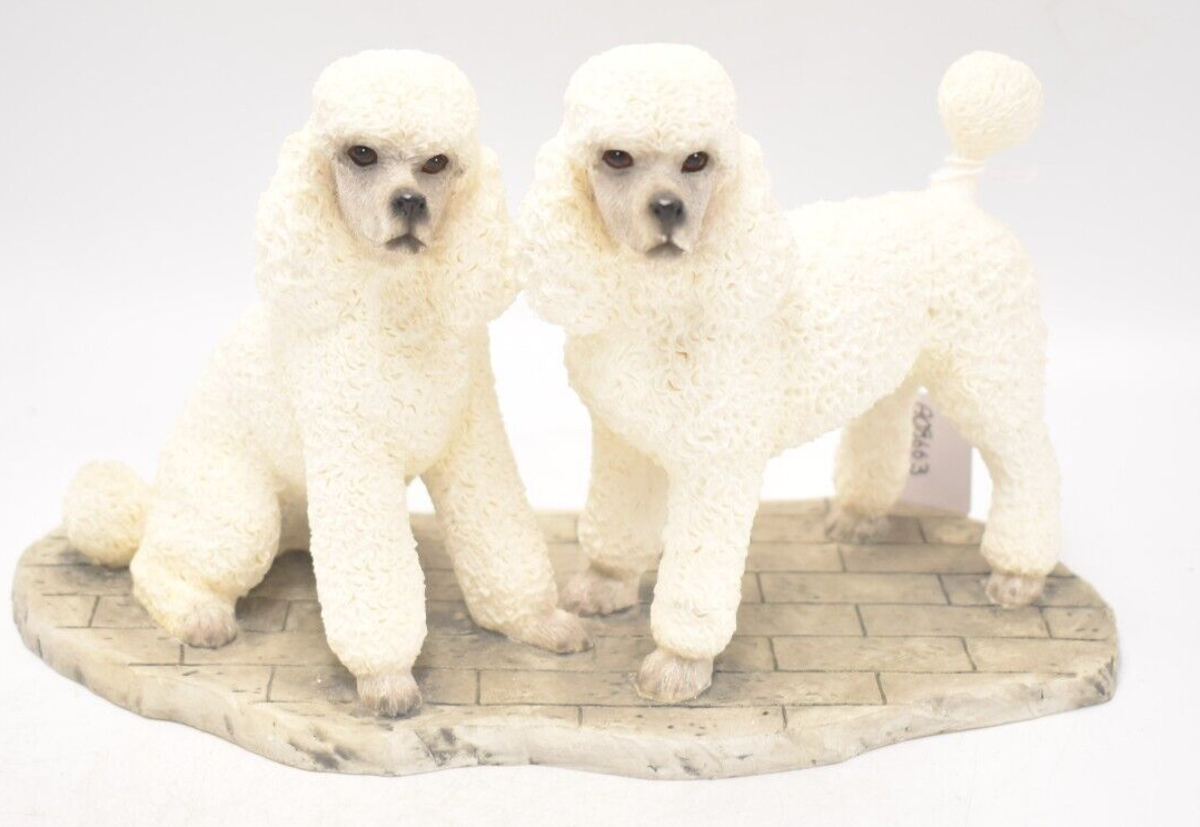 Vintage The Leonardo Collection Poodle Dog Duo Figurine – White, Elegant