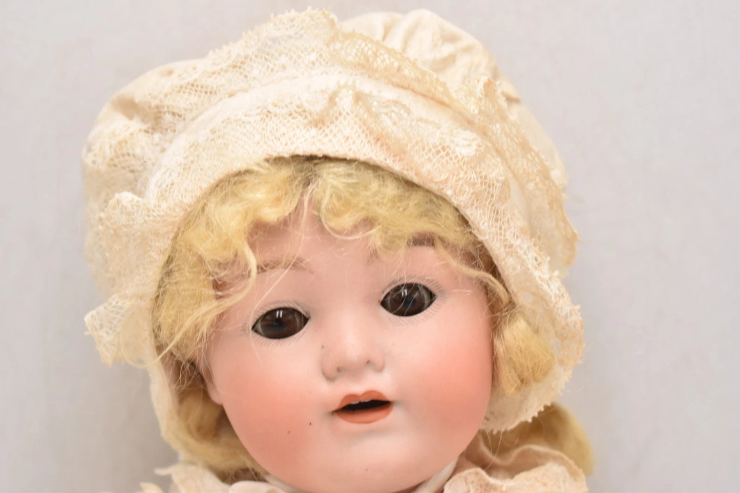 Antique Armand Marseille Bisque Head Doll 990 – Sleep Eyes Open Mouth with Teeth