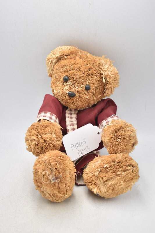 Vintage Sage Wooden Bristle Teddy Bear – 30cm