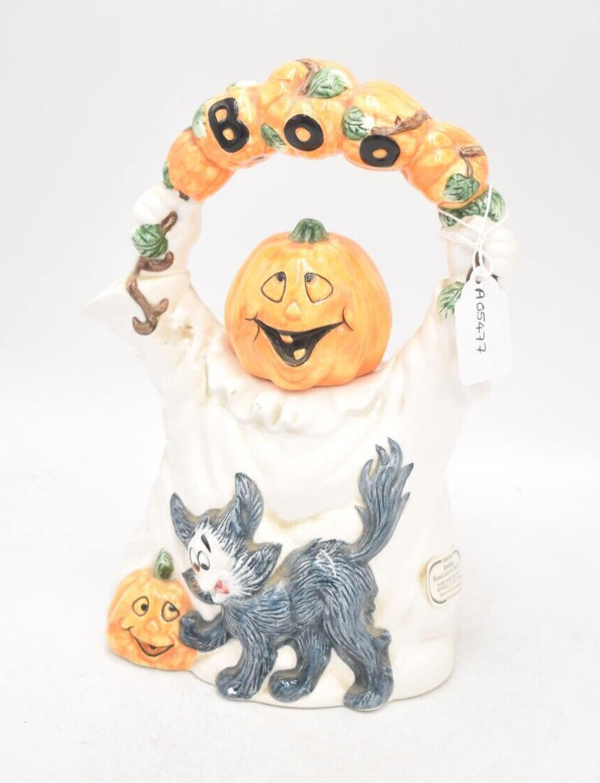 Vintage Fitz & Floyd Boo Halloween Cat Teapot – Decorative Collectible