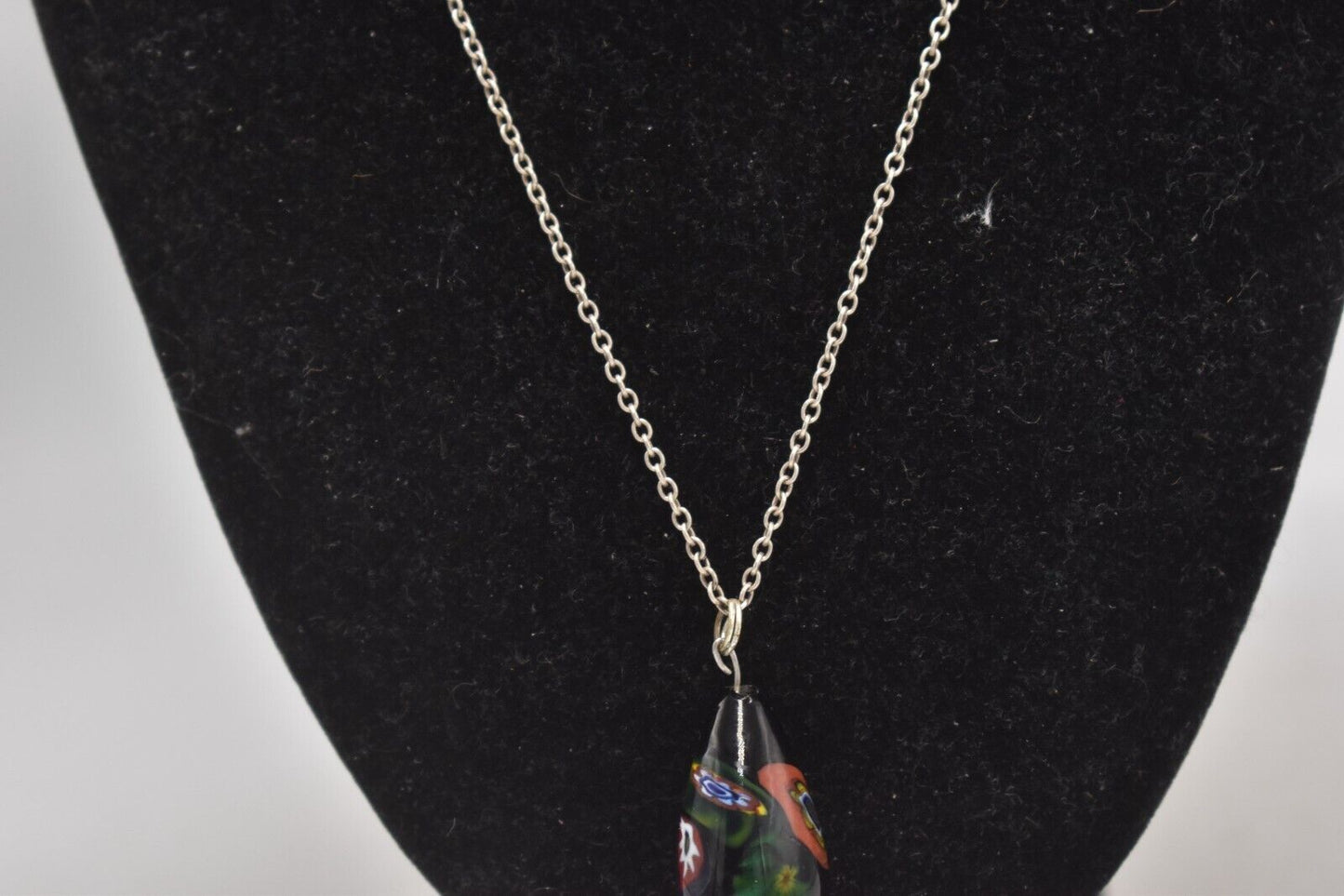 Vintage 925 Sterling Silver & Murano Glass Pendant Necklace – 52cm, Hallmarked