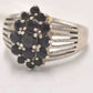 Vintage Sterling Silver 925 and Black Onyx Cluster Ring - Size U