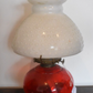 Vintage P&A Risdon Oil Lamp with Eagle Burner USA Ruby Red Glass and White Shade