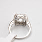 Vintage Sterling Silver & White Beryl Princess Cut Ring - Size J