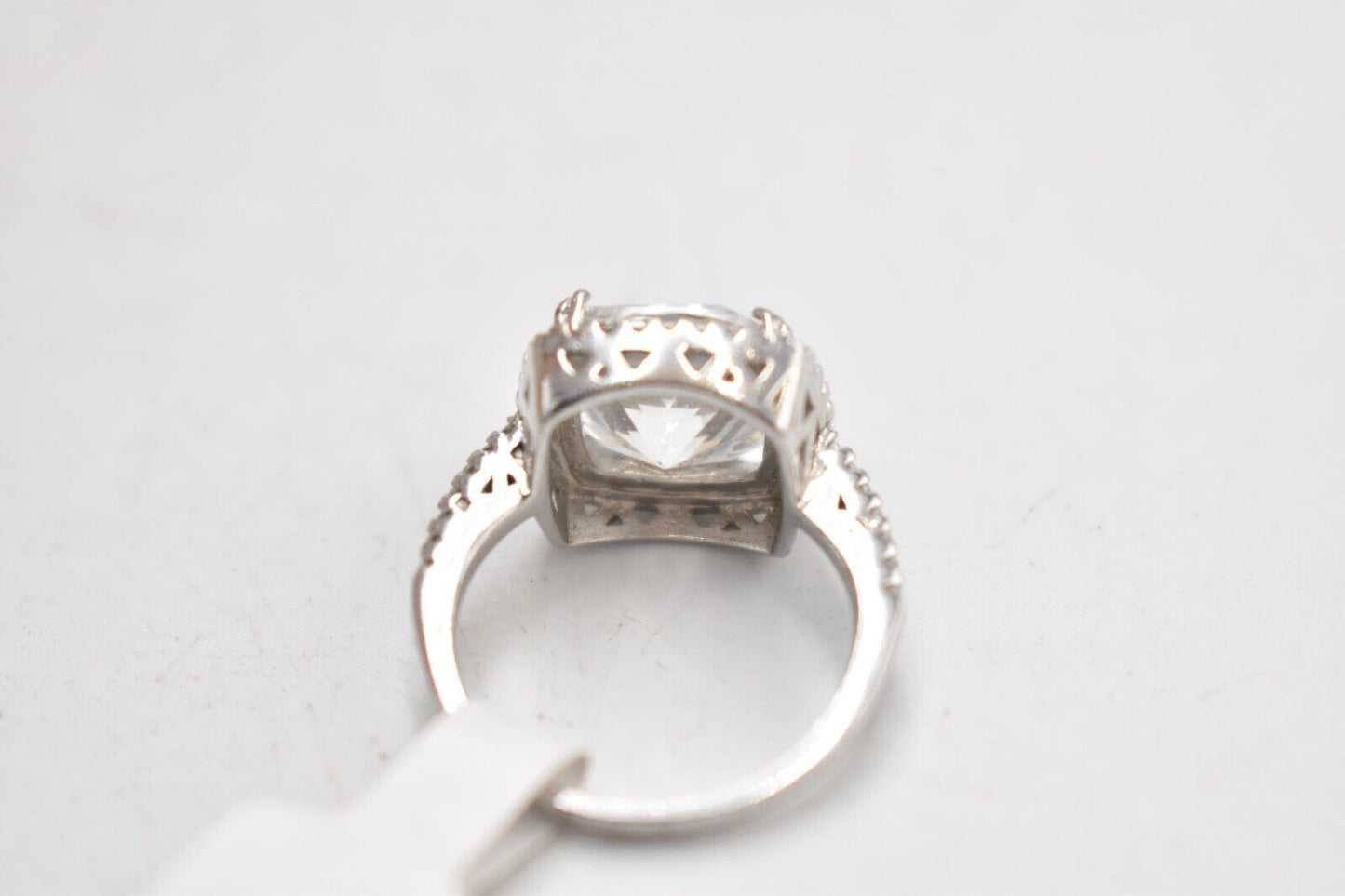 Vintage Sterling Silver & White Beryl Princess Cut Ring - Size J