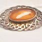 Vintage Celtic Oval Baltic Amber Brooch – Silver-Coloured Setting