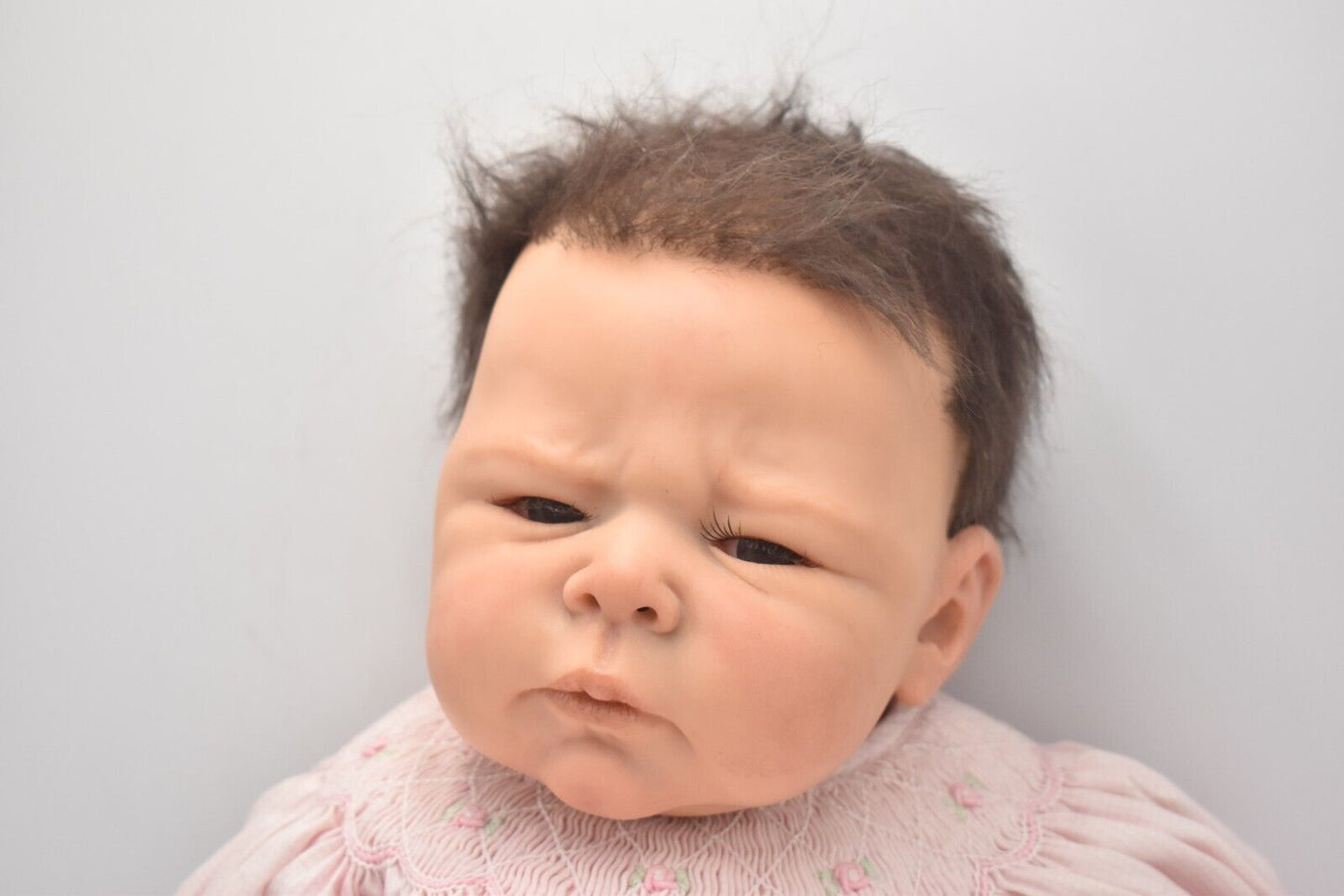 Reborn Baby Doll by Adrie Stoete with Black Rooted Hair