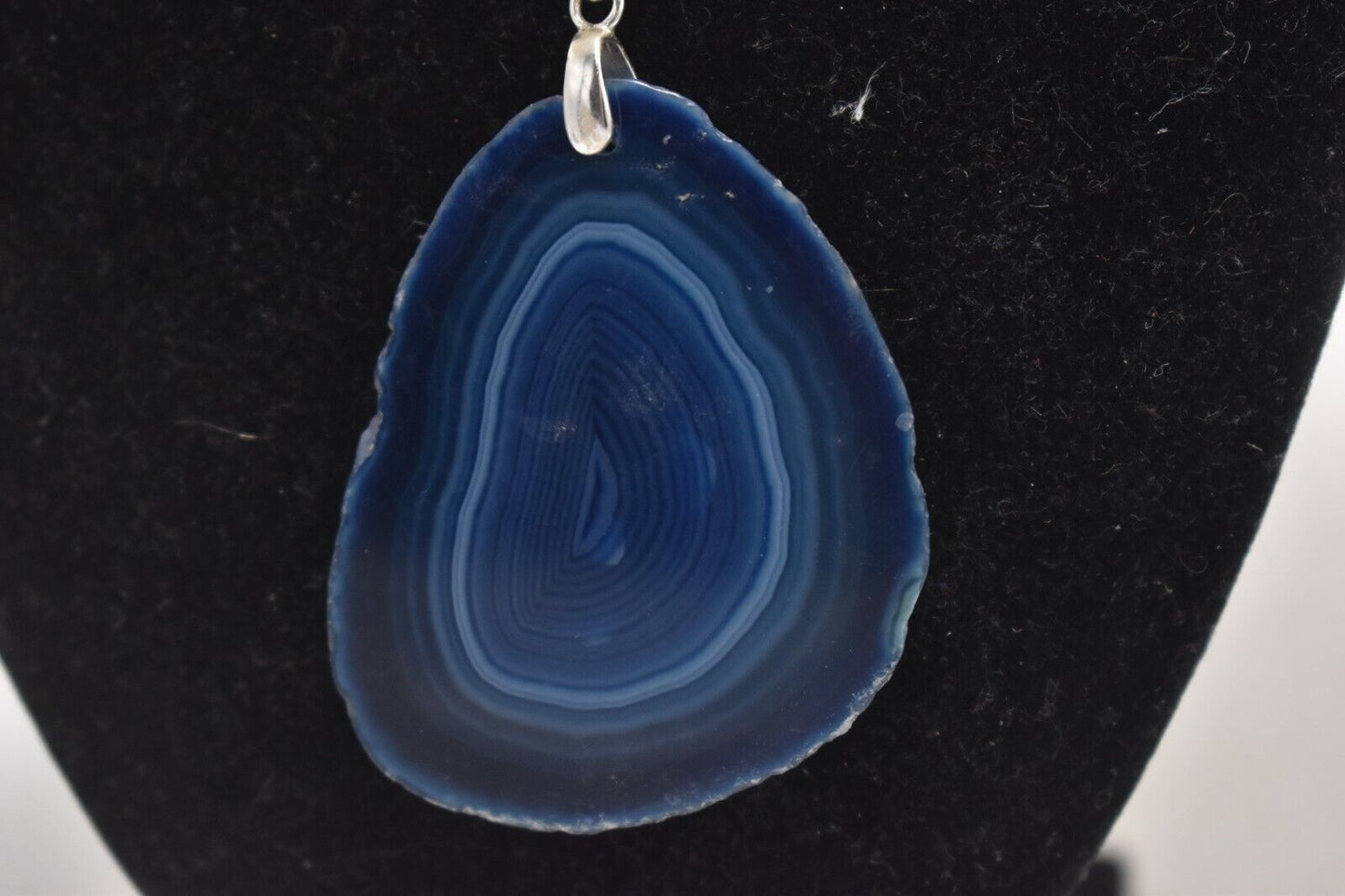 Vintage Sterling Silver 925 & Blue Agate Pendant Necklace – 80cm Chain