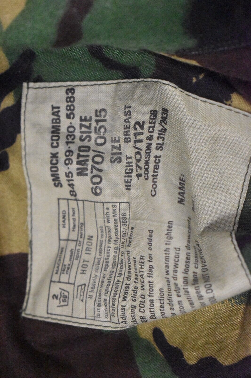 British Army 85 Pattern DPM Combat Smock Jacket Size 170/96 Grade 1
