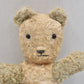Vintage 1950s English Teddy Bear Blue White Plush Silk Ears Rattle 22cm