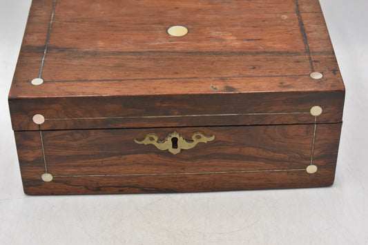 Antique French Rosewood Jewellery Box Mother of Pearl Inlay