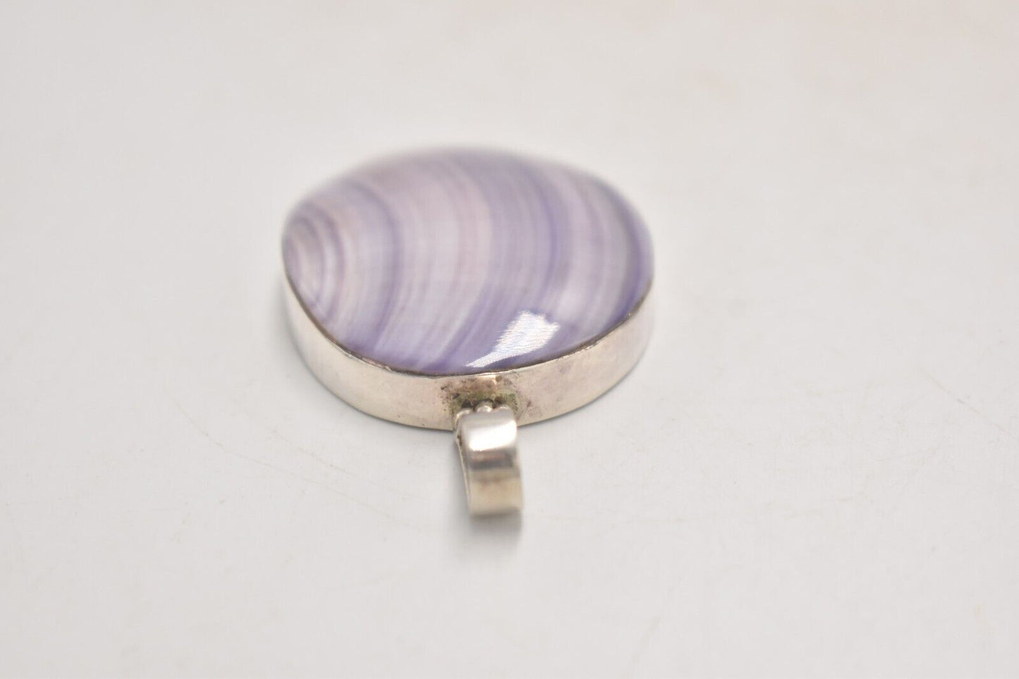 Vintage Sterling Silver 925 & Blue Lace Agate Pendant – 64.1mm x 36mm
